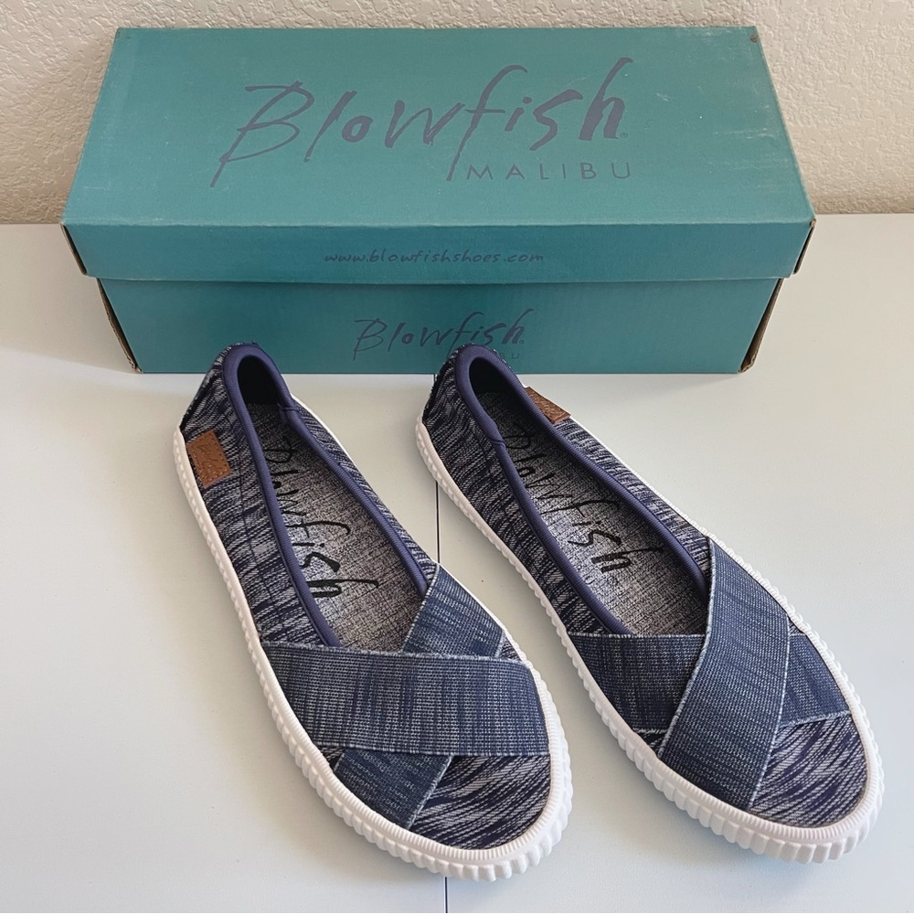 ✨NEW WITH BOX Blowfish | Navy Blue Horizon Lycra Spacey Slip On Shoe